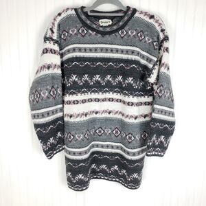 Vintage Spunky Women's Large striped Fair Isle Sweater Cottagecore Grandma tunic